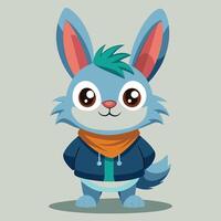 Cartoon rabbit in a jacket and scarf vector