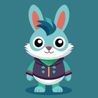 A cartoon rabbit wearing a jacket and a hat vector