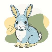 A cartoon rabbit with a blue and yellow background vector
