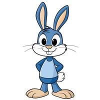 A cartoon blue rabbit standing with his arms crossed vector