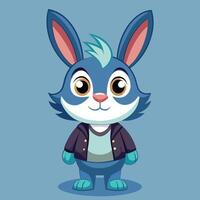 Cartoon rabbit character with blue eyes and a blue jacket vector