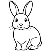 A rabbit is sitting on the ground coloring page vector