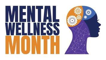 Mental illness awareness week is observed every year in October, mental illness is a health problem that significantly affects how a person feels, thinks, vector