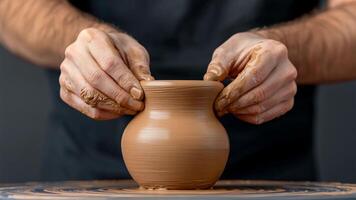 Shaping Clay Pottery on the Wheel - Artistic Craftsmanship Footage video