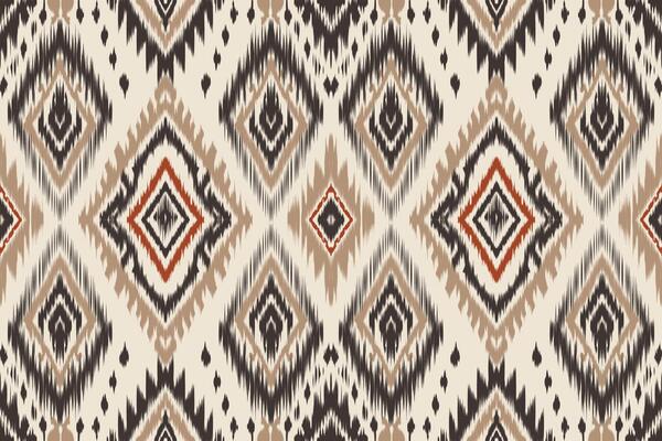 Ikat embroidery with an ethnic oriental pattern and traditional Aztec geometric art ornament. Designed for carpets, covers, wallpapers, wrapping paper, fabric, and clothing.