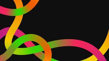 Abstract colorful lines on black background. Gradient modern fluid waves, flowing spiral strokes for minimal design vector