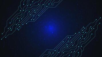 Futuristic circuit board on dark blue background. High technology connection system, digital data, network connection and communication concept vector