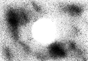 Black rough spray grunge texture background with copy space circle in the middle on white vector