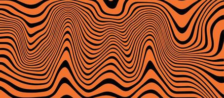 Wave-like Psychedelic Seamless Pattern. Trippy Swirl Retro Texture. Groovy Vibe Backgrounds with Lines vector