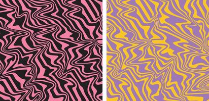 Psychedelic colors with wavy, seamless, psychedelic patterns vector