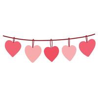 Beautiful love background with heart shaped hanging on a string. Cute design for fabric, wrapping gift, wallpaper for Valentine's Day. EPS 10 vector