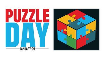 Puzzle day logo with a puzzle piece in the middle vector