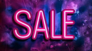 Neon sale sign with pink glow and smoke video