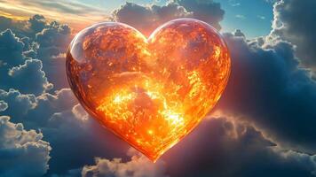 Glowing heart in the sky video