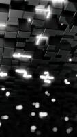 A captivating black and white CGI showcases dynamic cubes and lights. Design video