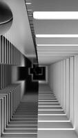 A black and white of a tunnel with a basketball at its center. Design video