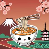 Chinese Background with Ramen vector