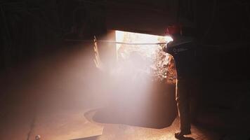 The Illuminated Metalworking Process Within a Workshop Showcases Expert Craftsmanship Skills. Stock Clip video