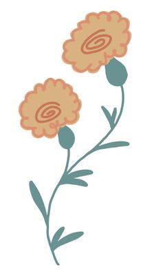 Clipart of simple flower. Hand drawn abstract botanical illustration isolated on white.