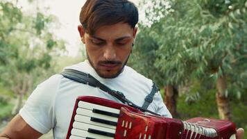 Concentration In The Ecpression Of An Accordion Player video