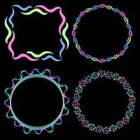 Set of four multi-colored frames on a black background vector