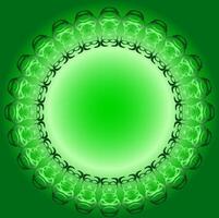 Round beautiful patterned frame on a green background vector