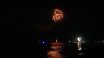 Fireworks Light Reflected In The Sea Water video
