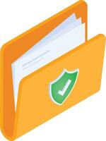 Safe Documents and Folder Isometric Icon vector