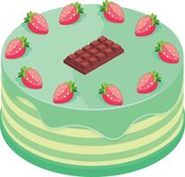 Strawberry and Chocolate Cake Isometric Icon vector