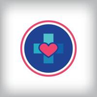 Unique plus sign and heart logo design. It has a linear design and flat style. flat style. suitable for company vector