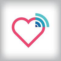 Wireless technology and network logo design with creative heart. It has a linear design and flat style. flat style. suitable for company vector