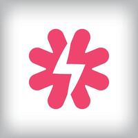 Lightning bolt logo design in unique flower shape. It has a linear design and flat style. flat style. suitable for company vector