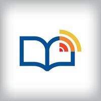 Wireless technology and network logo design with unique book. It has a linear design and flat style. flat style. suitable for company vector