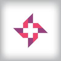 Unique folding plus sign logo design. It has a linear design and flat style. flat style. suitable for company vector