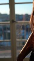 A Serene Morning Light Illuminates a Stylish Figure in a Relaxed and Comfortable Pose video