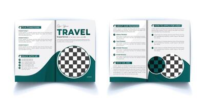 Travel bifold brochure design template vector