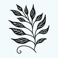 A black and white illustration of a leaf vector
