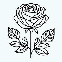 A rose is drawn in a line on a white background vector