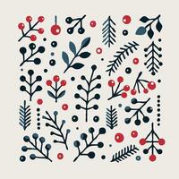 Christmas tree and berries pattern vector