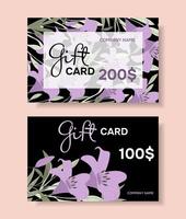 Gift vouchers templates with lily flowers. Business floral cards template. Abstract background. vector