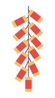 Chinese firecrackers bunch hanging on a string. Traditional Chinese festive elements for Lunar New Year. White background. vector