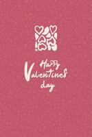 Happy Valentines Day card. Minimal design on textured background, hand drawn elements vector