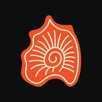 Bold red seashell with a flowing spiral pattern in a flat style vector