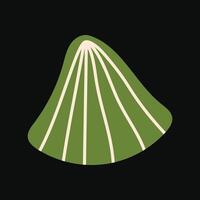 Stylized green seashell with clean, sharp lines in a flat style vector