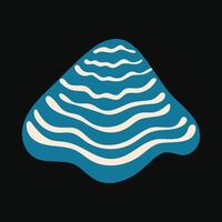 Elegant blue seashell design with rhythmic wavy lines vector