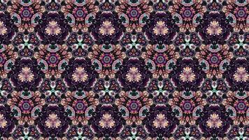 intricate flower patterns come to life in this seamlessly looping abstract background kaleidoscope mandala, rendered in 4k. video
