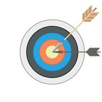 dart target icon target icon.arrow hitting in the target center of dartboard. Modern flat style isolated on white background. Goal achieve or Business success concept. web site design, logo, app, UI vector