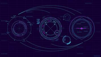 alta tecnologia interface para dados em processamento com animação do hud elementos video