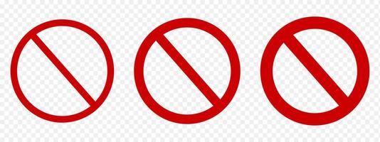 Set of red forbidden signs. No entry icons. Warning pictograms. Stop and parking prohibited symbols. Graphic alert communication elements vector
