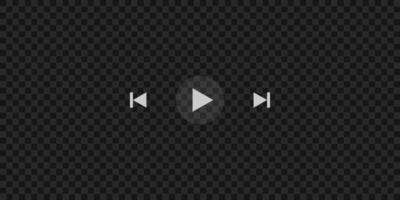 Play, fast forward and rewind buttons on dark background. player template. Empty movie screen. Push, click or record icon on multimedia window interface. illustration vector
